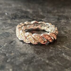 Silver and crystal braided band ring. Could be bridal band‎ ring
